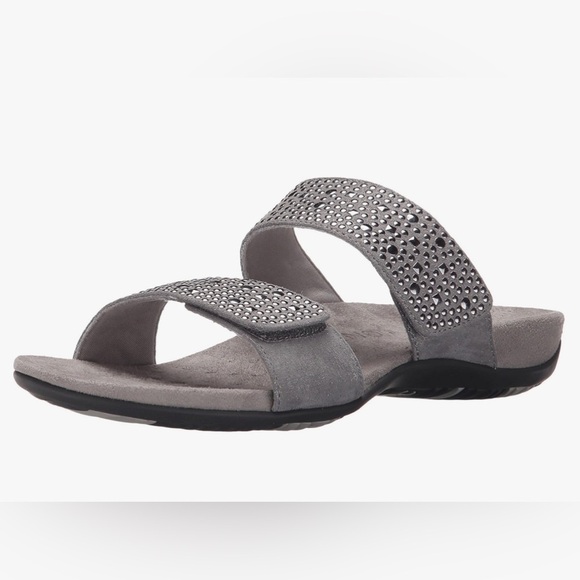 VIONIC Sz 10 Samoa Slides Slip On Sandals Comfort Insole Velcro Closure Flats - Picture 1 of 8